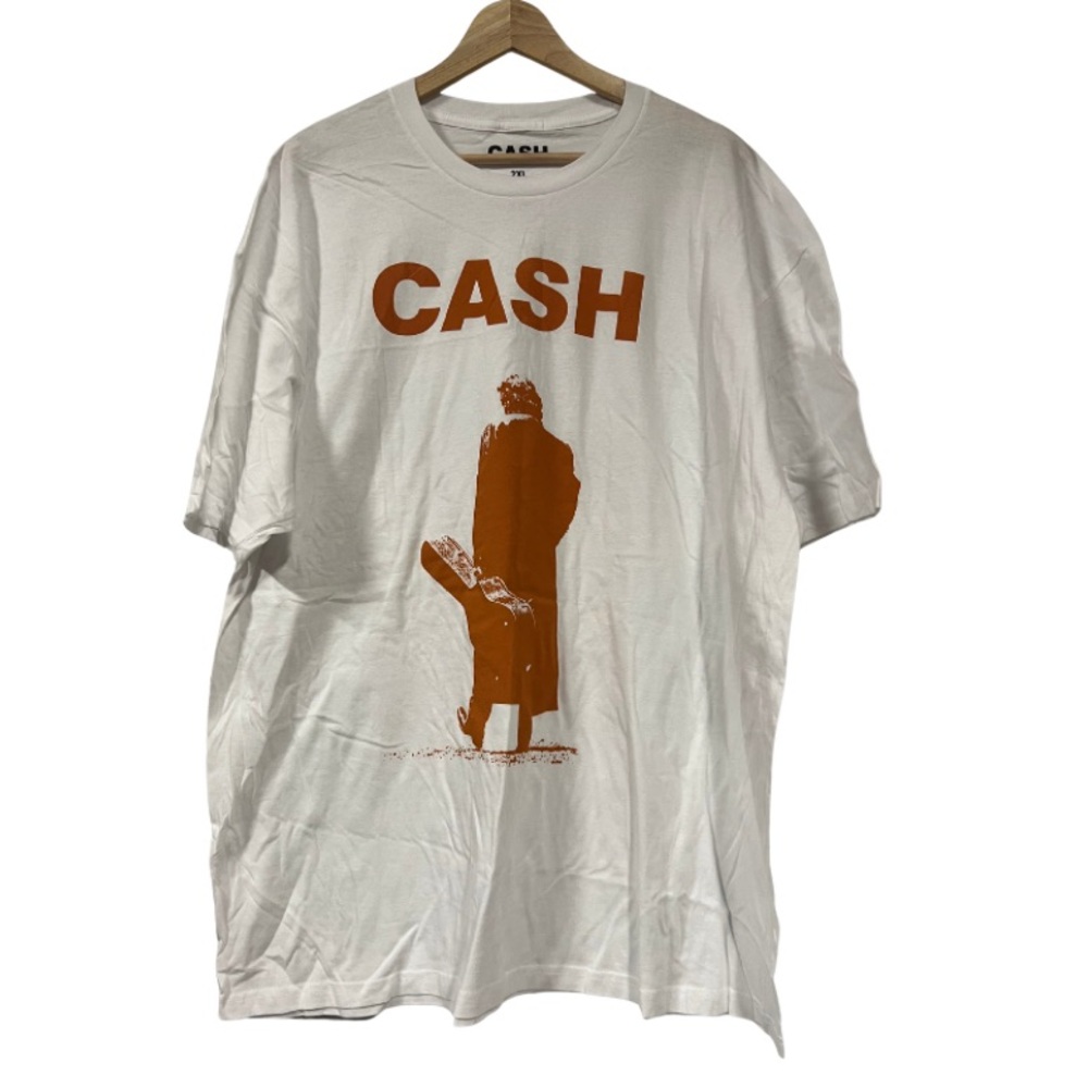 New - Johnny Cash White T-Shirt with Burnt Orange Graphic